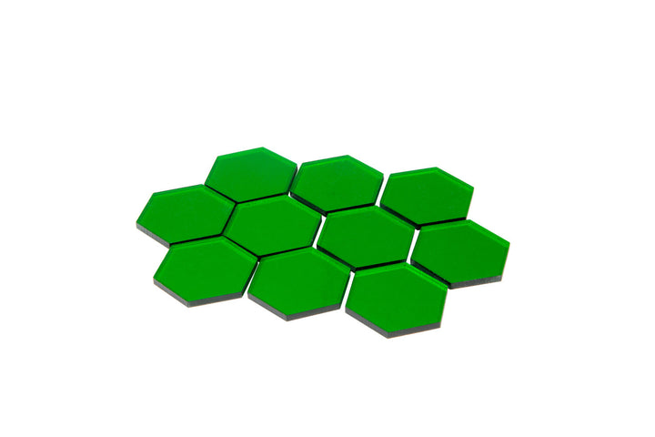 Transparent Green 34mm Hex Tiles (10)