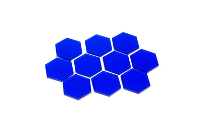 Transparent Blue 34mm Hex Tiles (10)