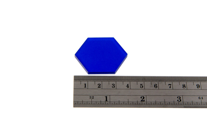 Transparent Blue 34mm Hex Tiles (10)